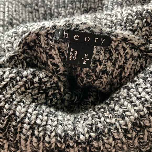 Theory Turtleneck Wool Sweater, Men’s, Black and Grey Size M - Picture 3 of 3